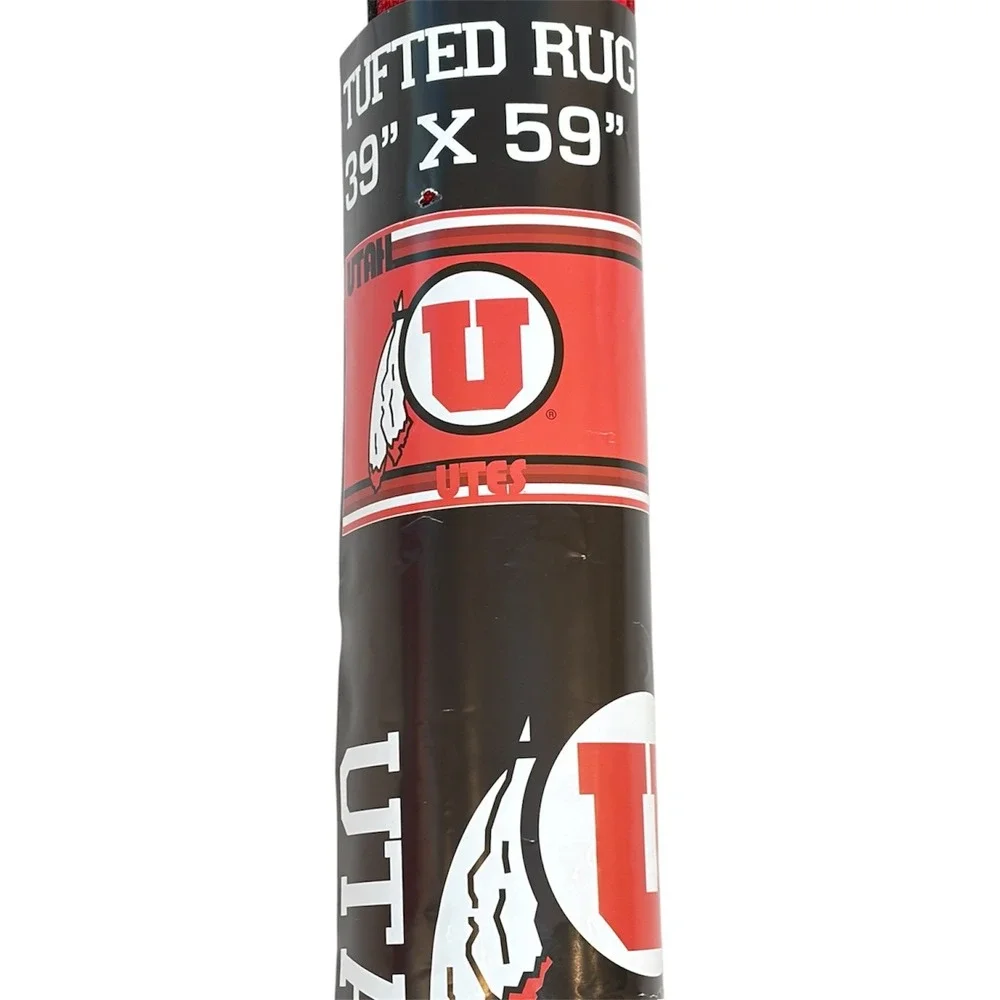 Northwest NCAA Utah Utes Tufted Rug 39x59 Red Fan Cave Decor Mat